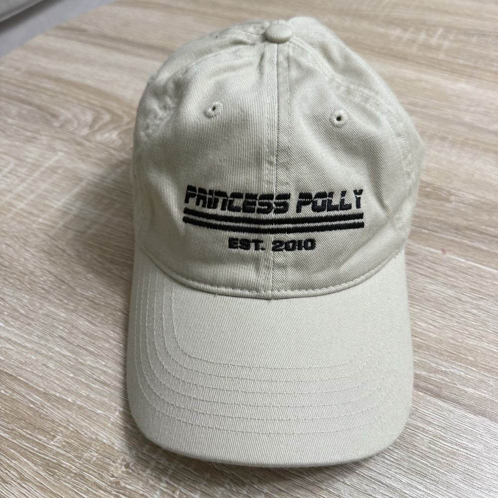 Y2K Princess Polly Adjustable Baseball Cap Embroidered Logo Crème Beige Dad Hat‎